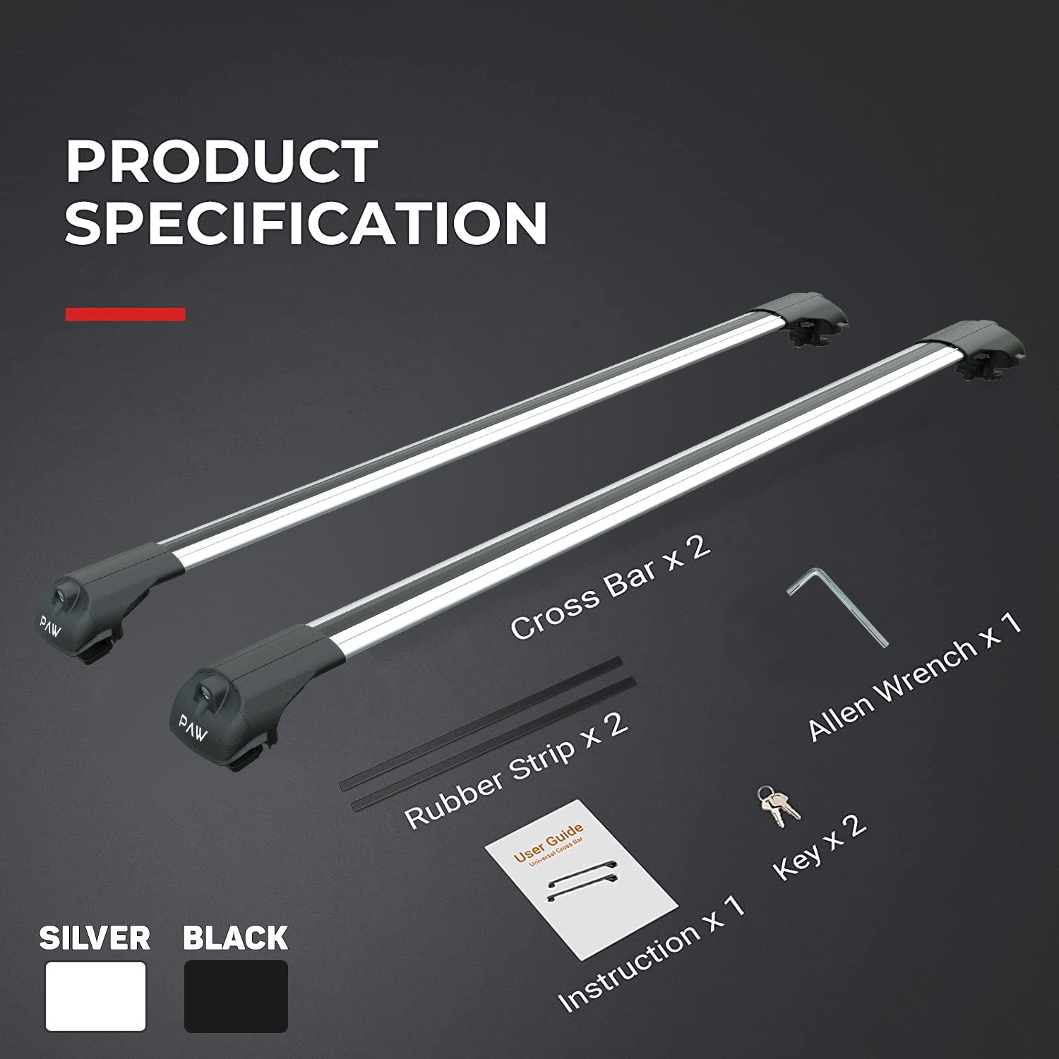 For Volkswagen Taos 2022-Up Roof Rack System Carrier Cross Bars Aluminum Lockable High Quality of Metal Bracket Silver