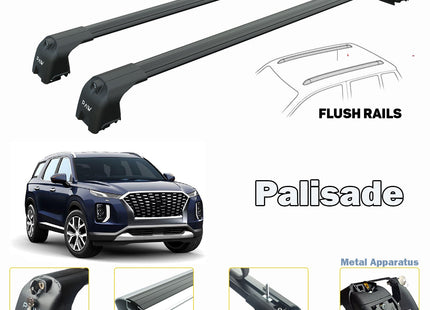 Hyundai Palisade Roof Rack Bars For Vehicles With Flush Roof Rails Black 2020-->