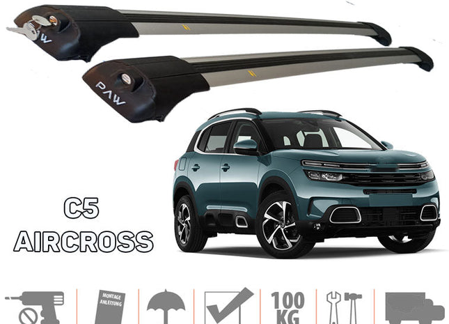 for Citroen C5 Aircross Roof Rack Cross Bars Silver Color