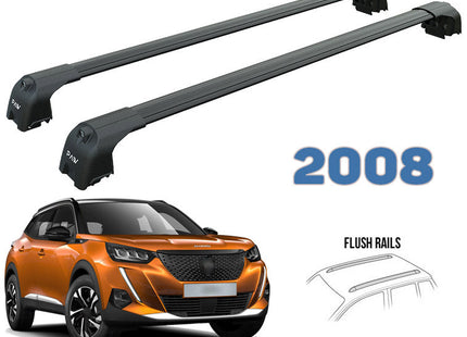 For Peugeot 2008 Roof Rack-Crossbars Fits to for Flush Roof Rails Black Color