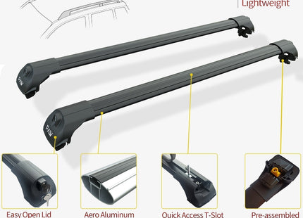 For Peugeot 207 Sw 2007-2013 Roof Rack System Carrier Cross Bars Aluminum Lockable High Quality of Metal Bracket Black