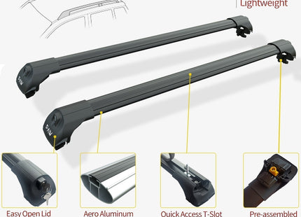 For Peugeot 307 (Wagon) 2002-2008 Roof Rack System Carrier Cross Bars Aluminum Lockable High Quality of Metal Bracket Black