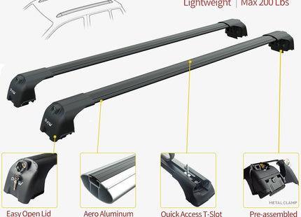 For Volkswagen Taos 2022-Up Roof Rack System Carrier Cross Bars Aluminum Lockable High Quality of Metal Bracket Black