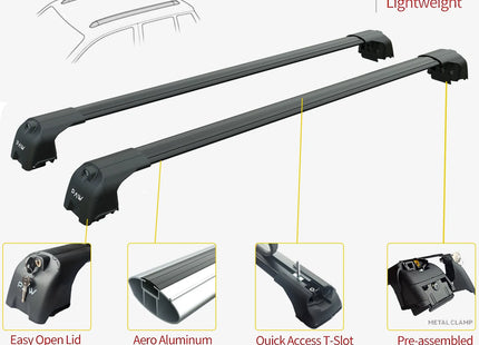for Volvo XC40 Roof Rack Bars For Vehicles With Flush Roof Rails Black
