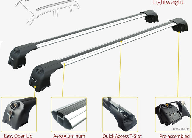 For Volkswagen Tiguan 2012-2017 Roof Rack System Carrier Cross Bars Aluminum Lockable High Quality of Metal Bracket Silver