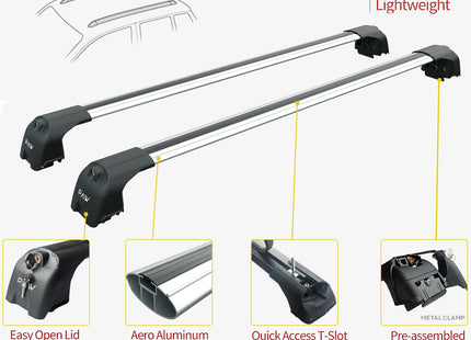 Volvo XC40 Roof Rack Bars For Vehicles With Raised Roof Rails 2017- Silver