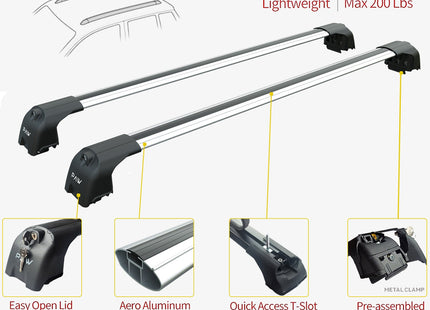 Volkswagen Tiguan Roof Rack Bars For Vehicles With Raised Roof Rails Silver Color