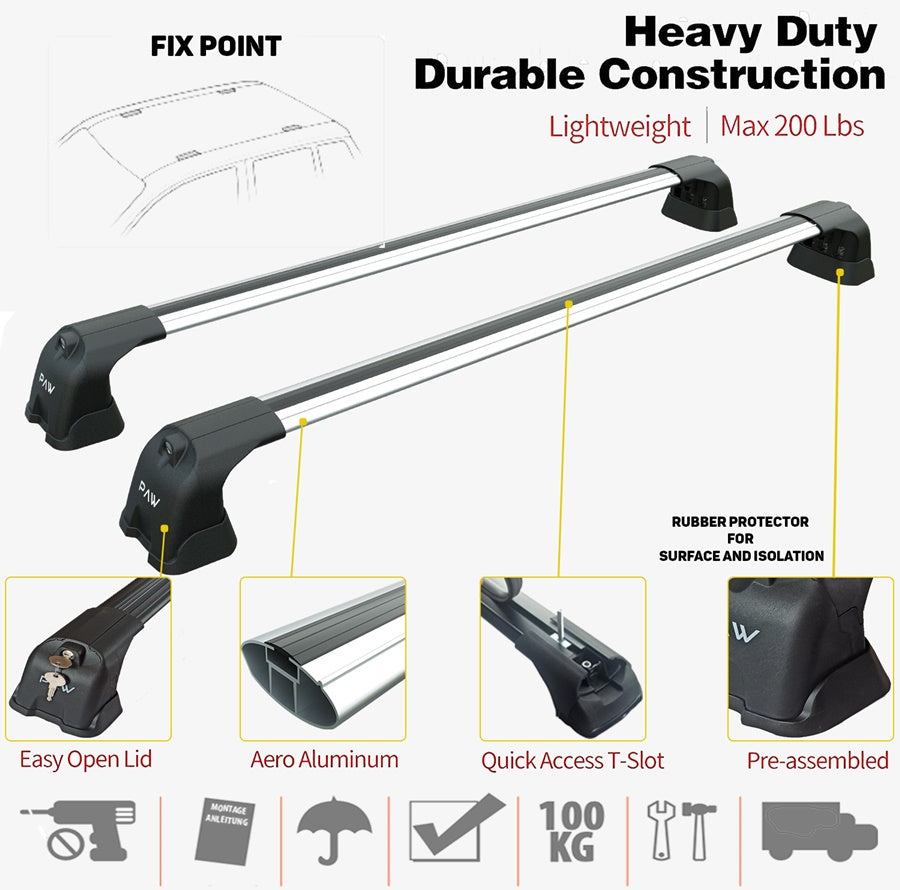 Mitsubishi Outlander Sport Roof Racks Cross Bars Rails fixed Points Silver 2021- Up Pro 3 - 0