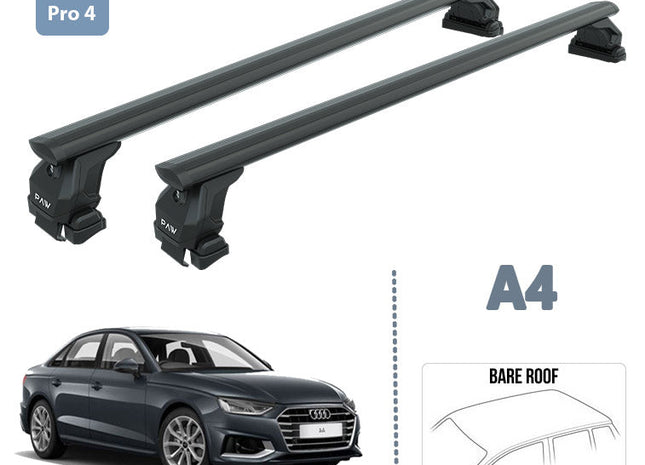For Audi A4 Sedan B9 Roof Rack System Carrier Cross Bars Aluminum Lockable High Quality of Metal Bracket Black