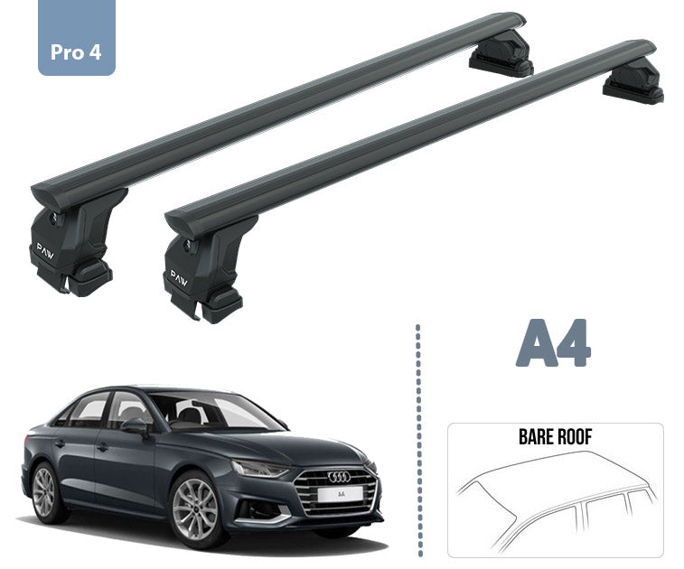 For Audi A4 Sedan B9 Roof Rack System Carrier Cross Bars Aluminum Lockable High Quality of Metal Bracket Black