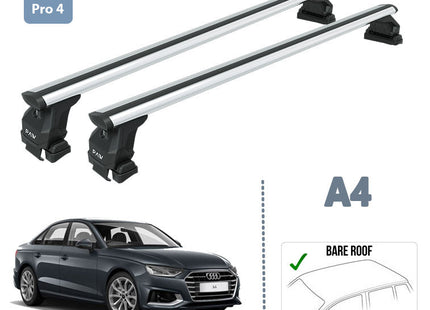 For Audi A4 Sedan B9 Roof Rack System Carrier Cross Bars Aluminum Lockable High Quality of Metal Bracket Silver