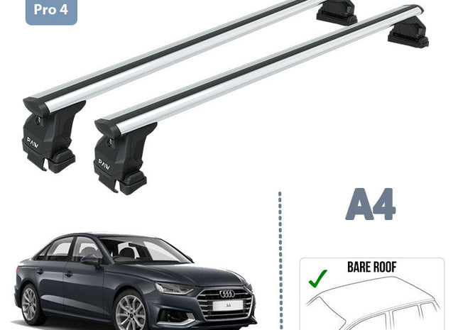 For Audi A4 Sedan B9 Roof Rack System Carrier Cross Bars Aluminum Lockable High Quality of Metal Bracket Silver