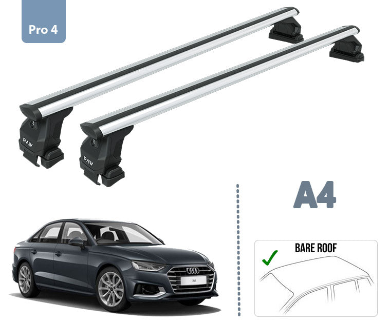 For Audi A4 Sedan B9 Roof Rack System Carrier Cross Bars Aluminum Lockable High Quality of Metal Bracket Silver