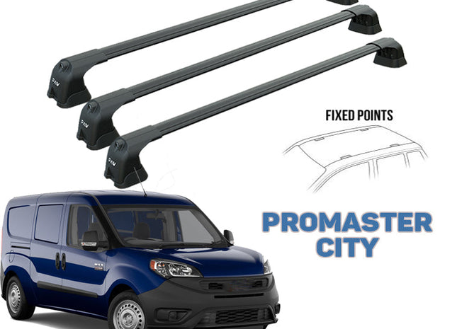 for Ram ProMaster City Roof Rack Cross Bars Black Color 3 Qty