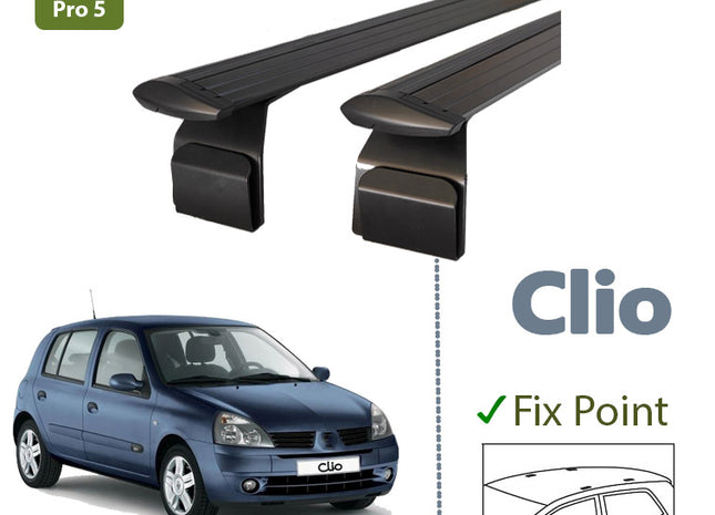 Renault Clio Hatcback Roof Rack & Cross Bars Black Color 2005-2012 Pro 5