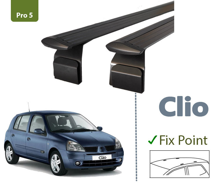 Renault Clio Hatcback Roof Rack & Cross Bars Black Color 2005-2012 Pro 5