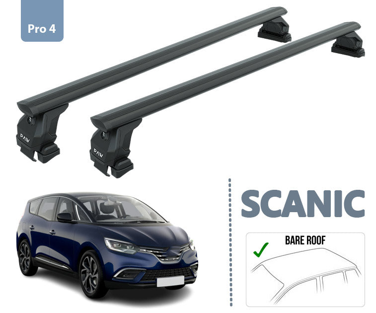 For Renault Scanic Roof Rack System Carrier Cross Bars Aluminum Lockable High Quality of Metal Bracket Black - 0