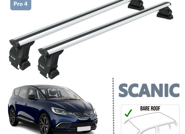 For Renault Scenic Roof Rack System Carrier Cross Bars Aluminum Lockable High Quality of Metal Bracket Silver
