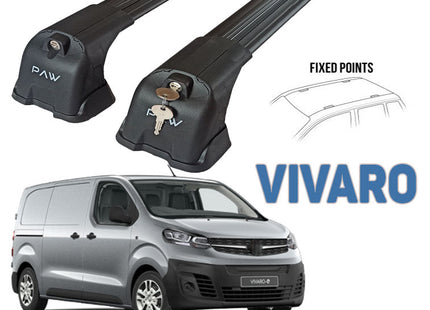 Paw Pro Bar Ladder Aluminium Cross Bars Fix Point, Fits Opel Vivaro Van 2016 on Black