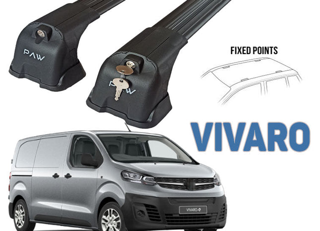 Paw Pro Bar Ladder Aluminium Cross Bars Fix Point, Fits Opel Vivaro Van 2016 on Black