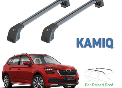 Skoda Kamiq Roof Racks Cross Bars With Raised Rails Black Color