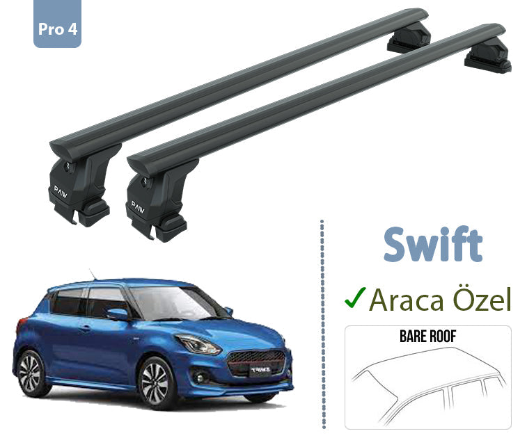 For Suzuki Swift 2017-Up Roof Rack System Carrier Cross Bars Aluminum Lockable High Quality of Metal Bracket Black