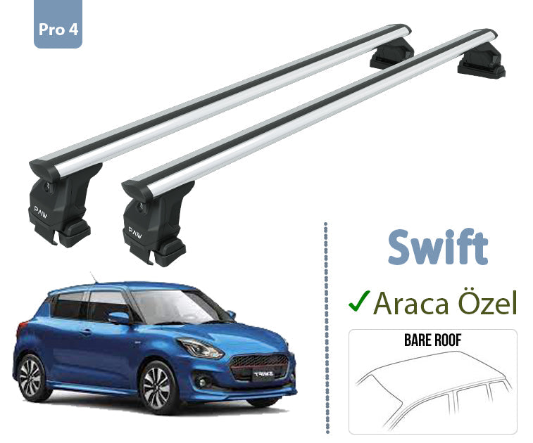 For Suzuki Swift 2017-Up Roof Rack System Carrier Cross Bars Aluminum Lockable High Quality of Metal Bracket Silver