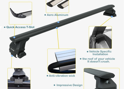 For Peugeot 301 2012-Up Roof Rack System Carrier Cross Bars Aluminum Lockable High Quality of Metal Bracket Black
