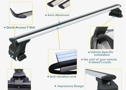 For Renault Scenic Roof Rack System Carrier Cross Bars Aluminum Lockable High Quality of Metal Bracket Silver