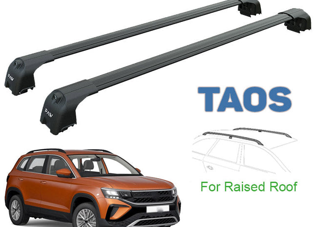 For Volkswagen Taos 2022-Up Roof Rack System Carrier Cross Bars Aluminum Lockable High Quality of Metal Bracket Black