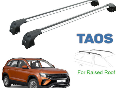 For Volkswagen Taos 2022-Up Roof Rack System Carrier Cross Bars Aluminum Lockable High Quality of Metal Bracket Silver