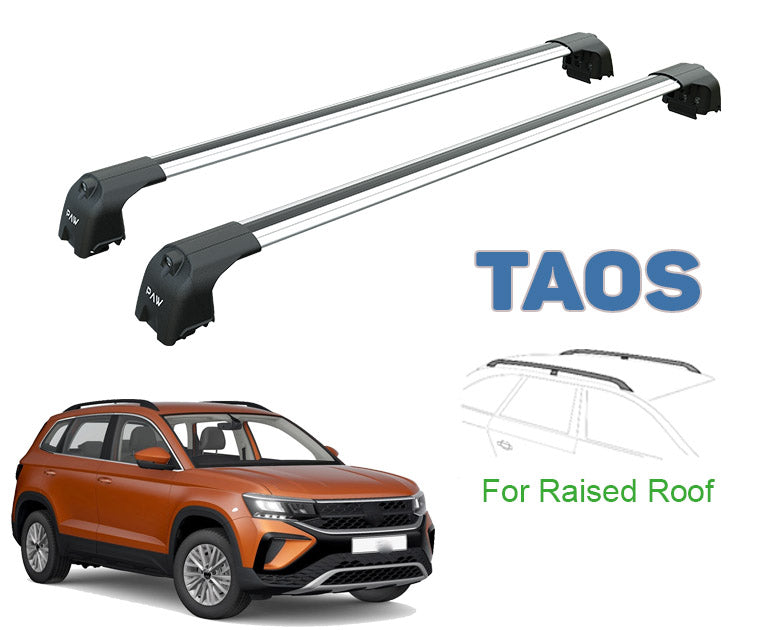 For Volkswagen Taos 2022-Up Roof Rack System Carrier Cross Bars Aluminum Lockable High Quality of Metal Bracket Silver