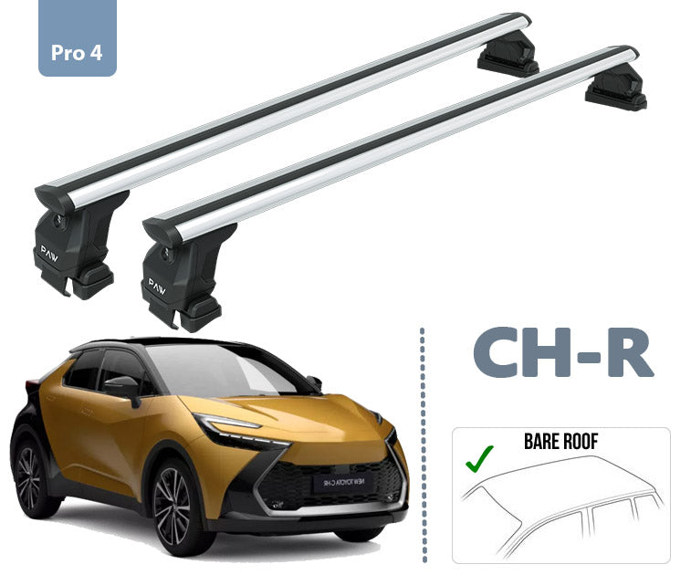 For Toyota CH-R 2023- Up Roof Rack System, Aluminium Cross Bar, Metal Bracket, Normal Roof, Silver - 0