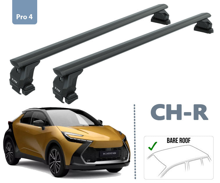 For Toyota CH-R 2023- Up Roof Rack System, Aluminium Cross Bar, Metal Bracket, Normal Roof, Black - 0