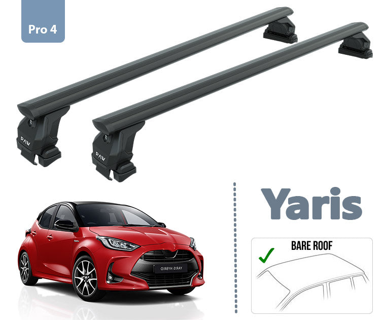 For Toyota Yaris 2020- Up Roof Rack System Carrier Cross Bars Aluminum Lockable High Quality of Metal Bracket Black