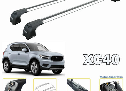 Volvo XC40 Roof Rack Bars For Vehicles With Raised Roof Rails 2017- Silver