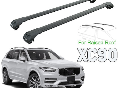 For Volvo XC90 Raised Roof Rack & Cross Bars Black Color 2015- Up