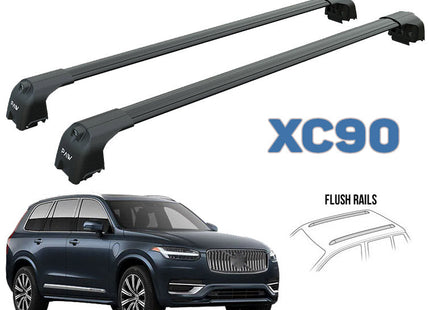 For Volvo XC90 Roof Rack-Cross Bars Fits to for Flush Roof Rails Black