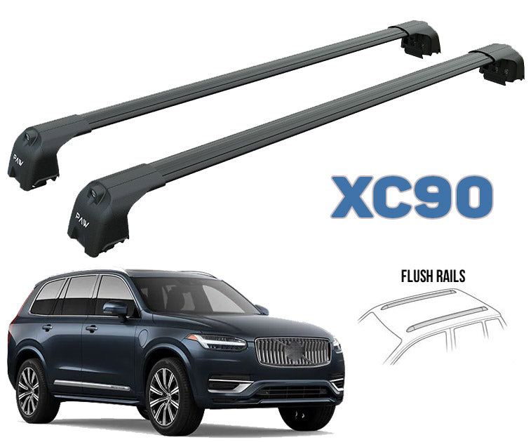 For Volvo XC90 Roof Rack-Cross Bars Fits to for Flush Roof Rails Black