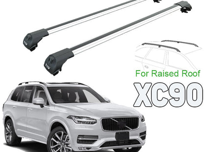 For Volvo XC90 Raised Roof Rack & Cross Bars Silver Color 2015- Up