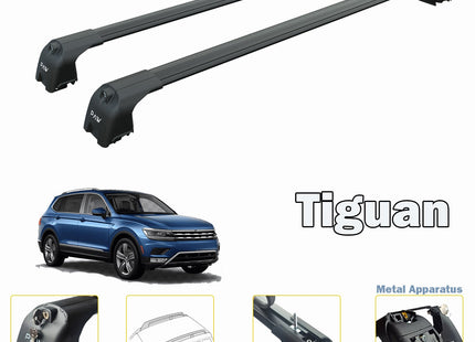 For Volkswagen Tiguan Roof Rack Bars For Vehicles With Raised Roof Rails 2012-2017 Black