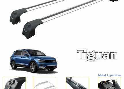 Volkswagen Tiguan Roof Rack Bars For Vehicles With Raised Roof Rails Silver Color